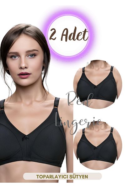 red iç giyim 2 bucăți sutien negru pieptănat pentru minimizarea bumbacului