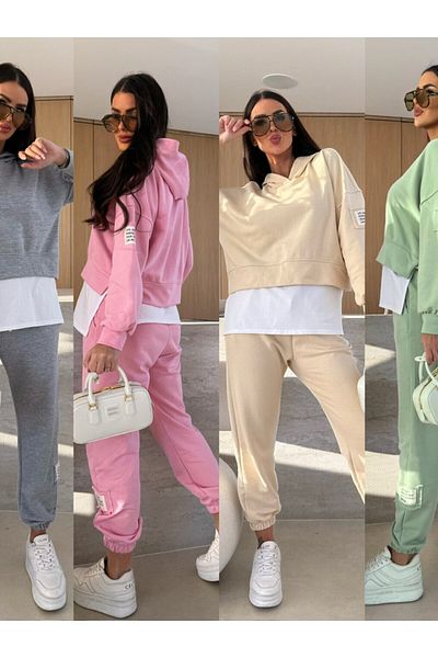adorashop Cotton suit with hood and white insert IT7100 candy pink Universal (S-L)