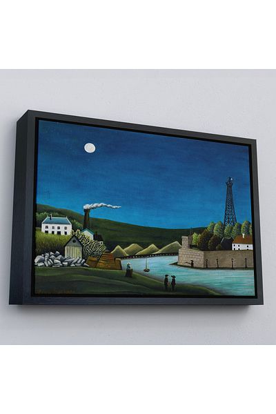 Harita Sepeti Henri Rousseau cu cadru de aur - Pictură pe râul Seine din Suresnes - Seine în Suresnes