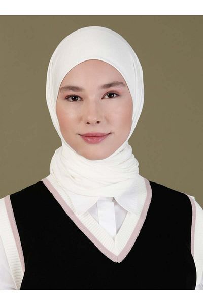 Ecardin Φουλάρι Jersey Fabric Comfortable Cut 90*90 - Κρεμ