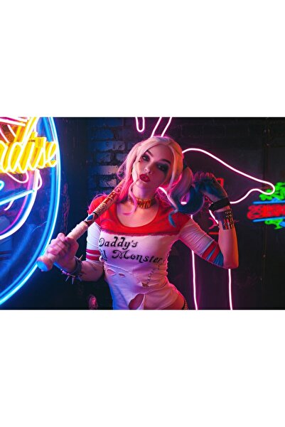OEM Αφίσα Harley Quinn με νυχτερίδα νέον, 61x90εκ., poster868, Zumzeria