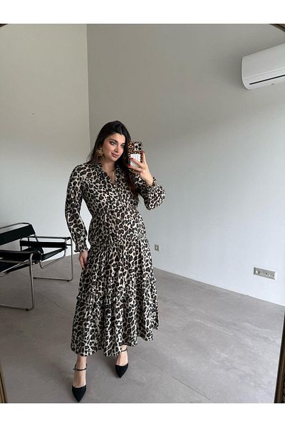 Bade Butik Макси рокля с леопардов принт и копчета