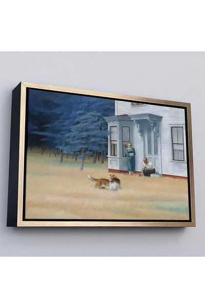 Harita Sepeti Edward Hopper με χρυσό πλαίσιο - Βραδινό ζωγραφικό Cape Cod