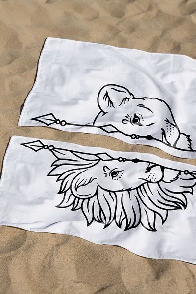 Herarosa Lions Special Beach Towel for Couples - 75cm X 150cm (2 Towels)