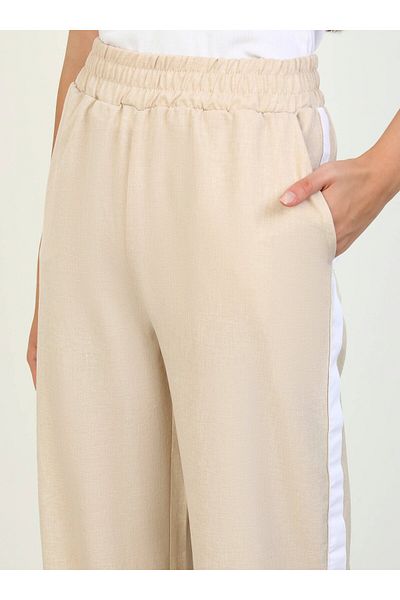 Benin Beige Benin Stripe Detailed Pocket Trousers