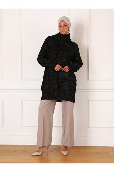 Refka Refka - Turtleneck Μαύρο Ασημί Glitter Knitwear Tunic