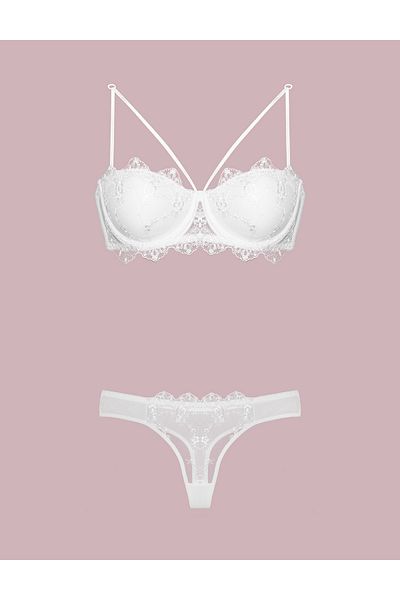 Soweto Women's Lace Ecru Boxed Supported Strapless Bra Set