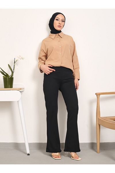 VAV Pantaloni negri cu picioare spaniole - Vav