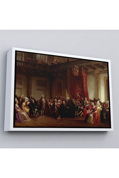 Harita Sepeti Benjamin Franklin în tabloul de pe tabloul de pe Consiliul Consultativ al Senatului cu cadru alb