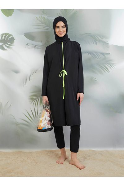 Mayo Bella Πολύχρωμο Lace Up Full Covered Μαγιό - Μαύρο - Μαγιό Bella