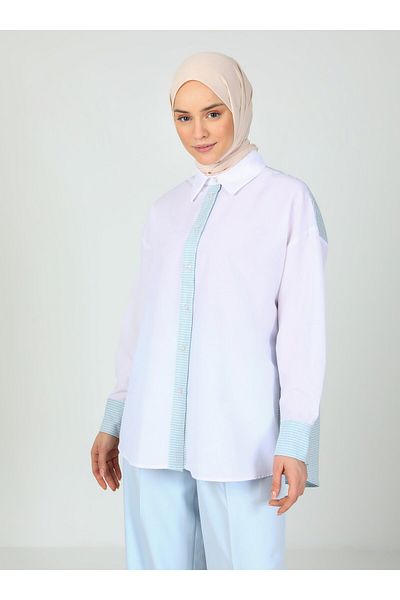 Tavin Μπλούζα / Πουκάμισο Colorblock - Μπλε Ρίγες-Λευκό - Ταβίν