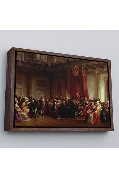 Harita Sepeti Benjamin Franklin în tabloul de pe tabloul de pe Consiliul Consultativ al Senatului cu cadru alb