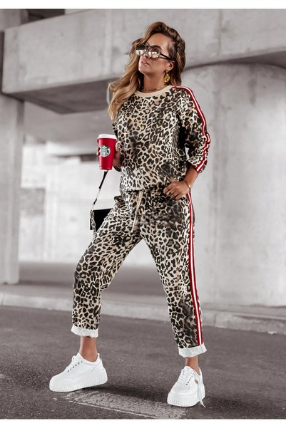 adorashop Set doua piese bumbac cu imprimeu animal print si dungi 4197