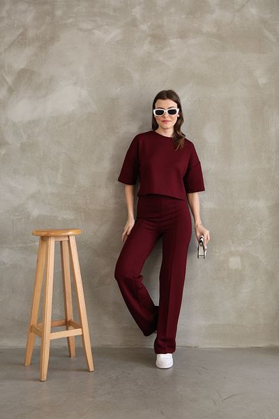 MEECY Women's Model Fabric Bottom Top Set
