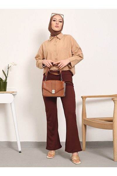 VAV Light Brown Flared Trousers - Vav