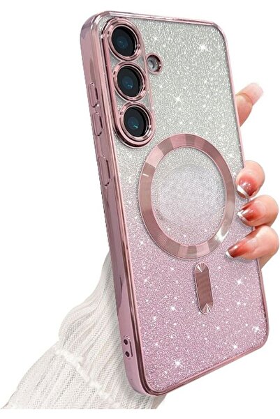 Rivor Samsung Galaxy S24 Plus & Galaxy S25 Plus Kılıf Kamera Korumalı Simli Magsafe Destekli Şık Kapak