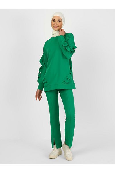Benin Ελαστικό παντελόνι με σχισμή μέσης - Benetton Green -