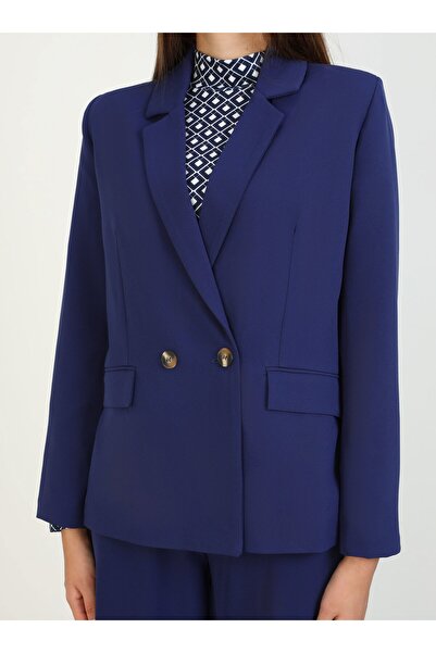 Refka Μπουφάν Refka με διπλό ύφασμα Navy Blue - Λεπτομέρεια με κουμπιά