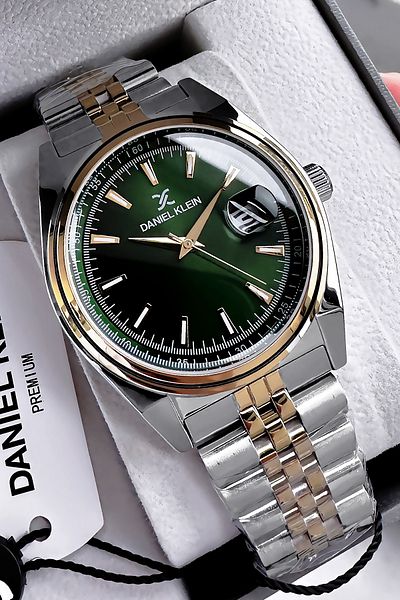 Daniel Klein Premium Men's Wristwatch 3 Atm Waterproof Silver Color Steel Strap + Natural Stone Bracelet Cbk207