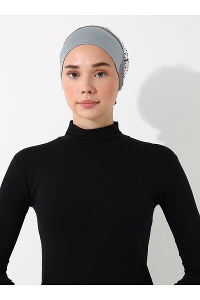 Tuva Satin Lace-Up Frilly Bonnet - Dark Gray - Canvas