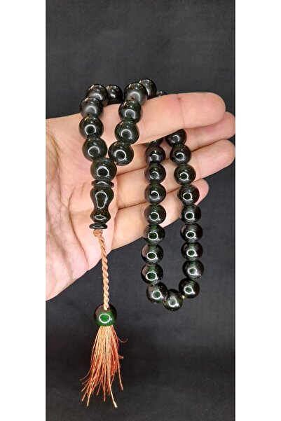 Anemore Collection مسبحة صلاة من العنبر باللون الأخضر الداكن - هدية T-419