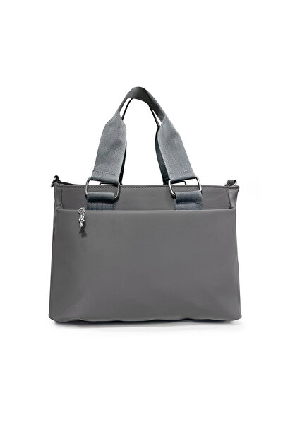 westbag Τσάντα ώμου από σατέν ύφασμα με ρυθμιζόμενο λουράκι και λεπτομέρεια γκρι μπροστινή τσέπη