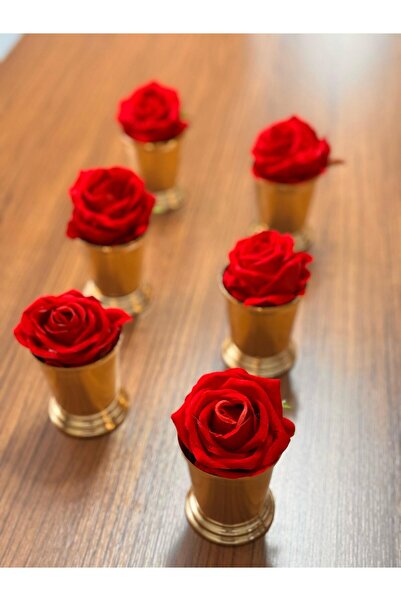 GLORİNDA HOME GOLD LÜLS 6'LI SUNUMLUK DEKARASYON-DEKORATİF GÜL KOVASI (GÜLLÜ)