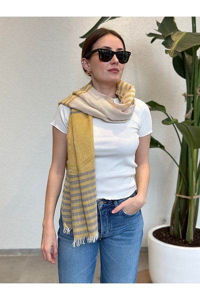 novon Vintage Cozy Linen Design Premium Linen Shawl 190 X 90 cm