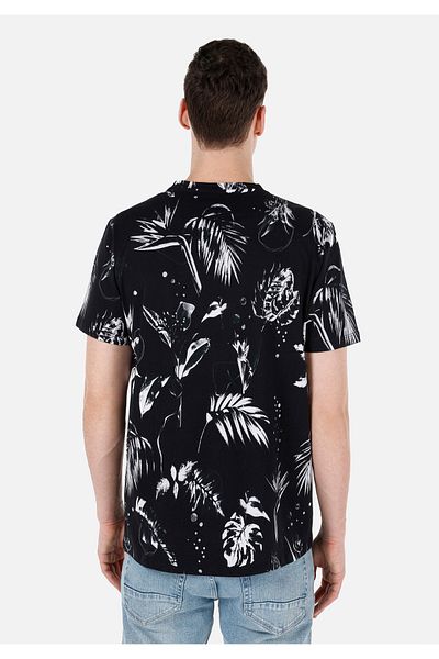 Colin's Regular Fit Round Neck Printed Men's Black Short Sleeve T-Shirt