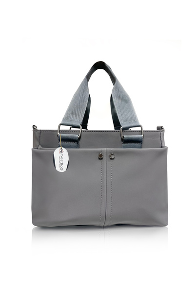 westbag Τσάντα ώμου από σατέν ύφασμα με ρυθμιζόμενο λουράκι και λεπτομέρεια γκρι μπροστινή τσέπη