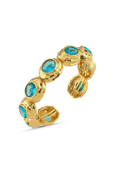 CHARMLUCKY Stone Oval Forged Antique Bracelet