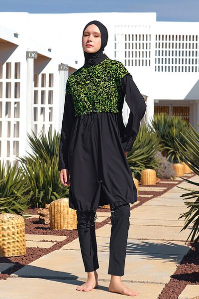 Adasea Αθλητικό Lycra Full Covered Hijab μαγιό Selina 1217 Μαύρο
