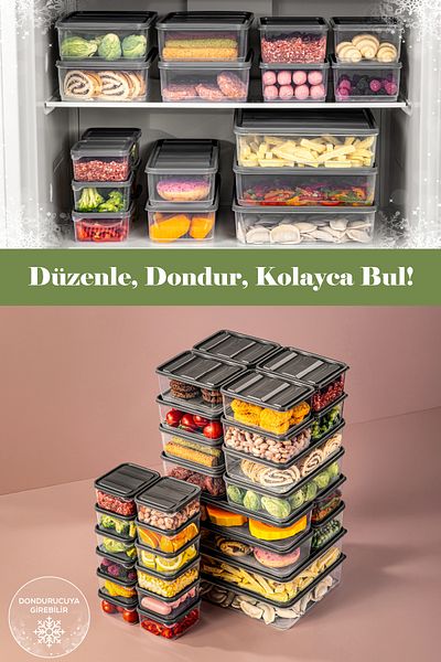 Vienev 30-Piece Gray Microwavable Refrigerator Organizer - Freeze Storage Container