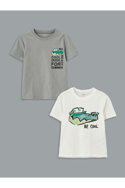 LC Waikiki New Season Crew Neck Printed Boys' T-Shirt Pack of 2 - S57000Z1