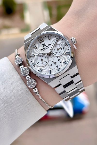 Daniel Klein Gümüş Renk Iç Göstergeleri Aktif Kadın Kol Saati Ve Bileklik