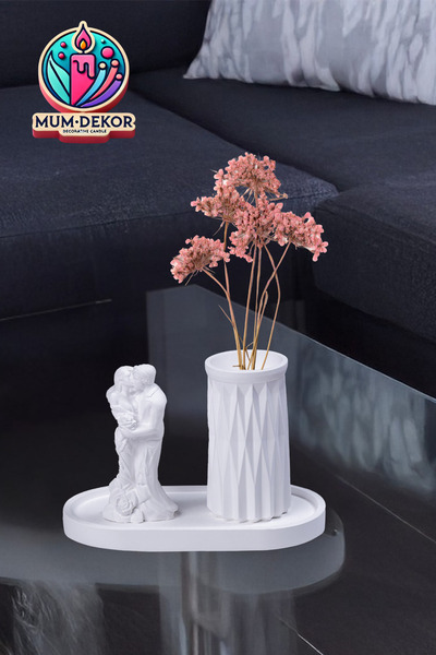 EMG DEKOR Dekoratif Tepsili Mini Vazo ve Biblo seti