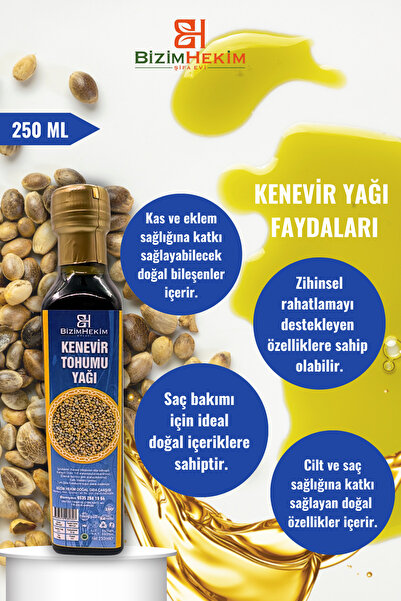 BİZİMHEKİM ŞİFA EVİ Kenevir Yağı 250 ml – Doğal ve Soğuk Sıkım