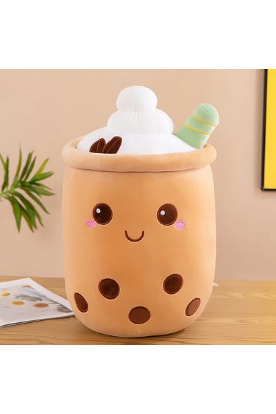 Choice about 23cm brown cartoon Kawaii Boba Fruit Bubble Tea All Series Cartoon Plush Toy Stuffed Animals C