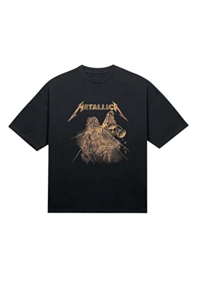 weywot Μαύρο μπλουζάκι Metallica Gold με στάμπα μπροστά/πίσω