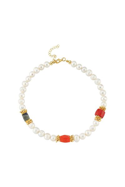 CHARMLUCKY Natural Pearl Coral Necklace