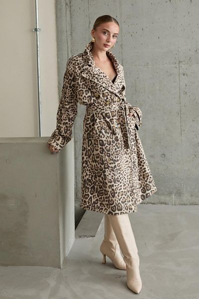MODAVERA Leopard Front and Back Cloak Coat