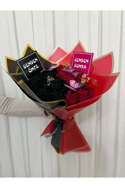 blackrosehediye Senden Önce Senden Sonra Gül Buketi Çiçek A Kalite Kırmızı Renk