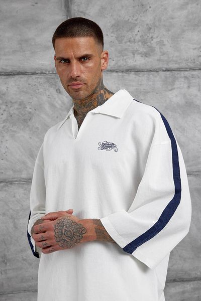 NOMARC Μπλουζάκι Oversize με λευκό γιακά Fakirkol