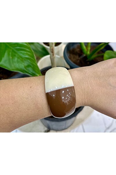 NISHPOINT KAHVERENGİ VE KREM RENGİ KEMİK BİLEKLİK