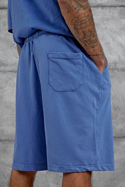 NOMARC Men's Blue Washed Oversize Shorts