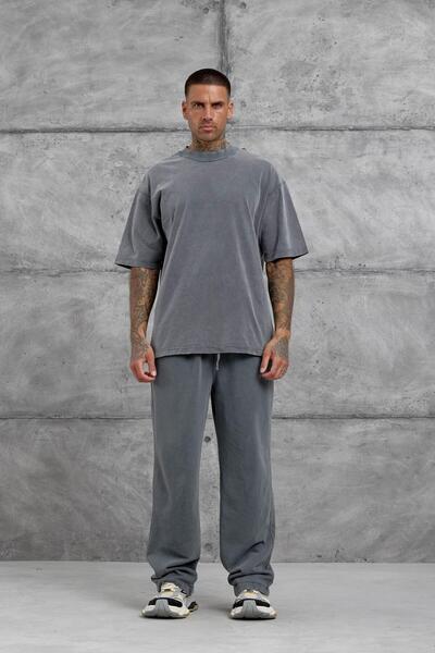 NOMARC Erkek Füme Yıkamalı Basic Baggy Eşofman Altı