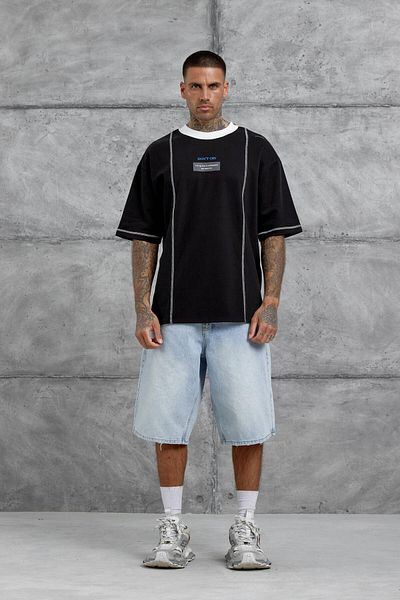NOMARC Μαύρο Oversize T-shirt με τύπωμα Dont Cry