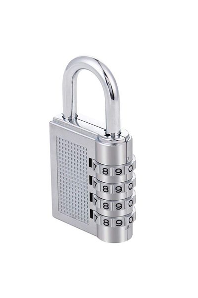 Generic 4-Digit Combination Lock - 40mm, Luggage and Travel Security Lock - Silver