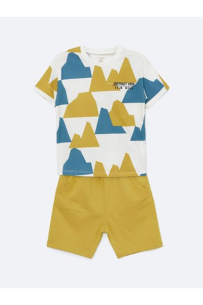 LC Waikiki Lcw Crew Neck Short Sleeve Printed T-Shirt and Shorts 2 Piece Set