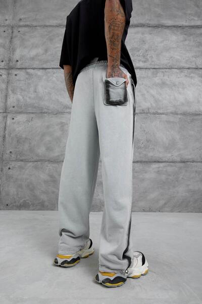 NOMARC Ανδρικό γκρι ελαστικό παντελόνι που πλένεται, φαρδύ παντελόνι